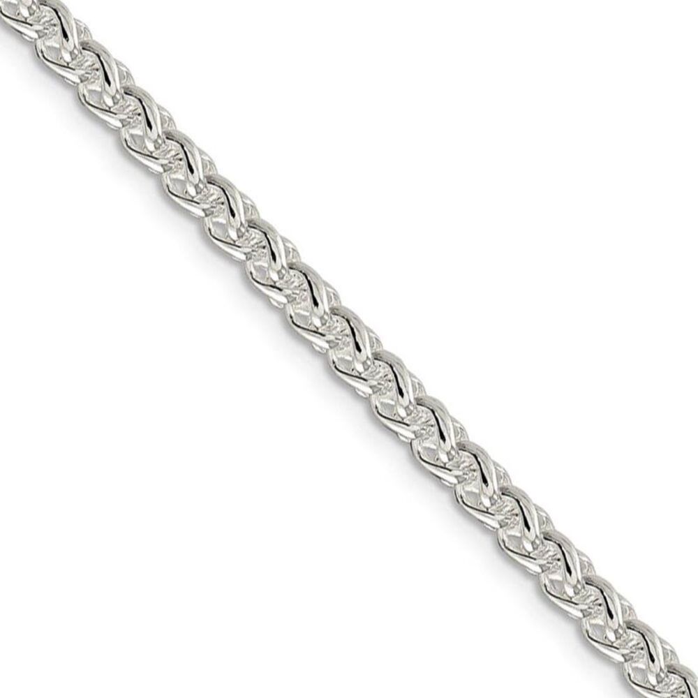 4mm, Sterling Silver Round Solid Spiga Chain Necklace, 24 Inch